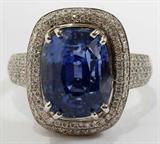 Lot#2061, 9.41CT CUSHION CUT SAPPHIRE & DIAMOND RING, WITH GIA SAPPHIRE REPORT