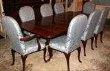 Lot#2084, HENKEL HARRIS QUEEN ANNE STYLE MAHOGANY TABLE & CHAIRS, SET OF 8, 2 ARM, 6 SIDE, H 42" CHAIR BACK