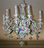 Lot#2081, DRESDEN PORCELAIN 9-LIGHT CHANDELIER, H 28", DIA 24"
