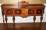 Lot#2096, EDWARDIAN STYLE MAHOGANY WITH FRUITWOOD INLAY SIDEBOARD, EARLY 20TH C., H 46", W 78", D 21"