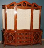 Lot#2092, MAHOGANY AND FRUITWOOD INLAY BREAKFRONT, H 88", L 89", D 20"