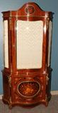 Lot#2235, MAHOGANY AND FRUITWOOD INLAY CURIO CABINET, H 7', L 45", D 16"