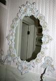 Lot#2246, DRESDEN PORCELAIN MIRROR, H 34", L 25"