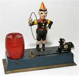 Lot#2479, AMERICAN CAST IRON MECHANICAL BANK "TRICK DOG", H 7 1/2", L 8 3/4"