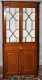 Lot#6, GEORGIAN STYLE MAPLE & WALNUT CORNER CABINET, H 75", L 34", D 23"