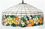 Lot#81, LEADED GLASS HANGING SHAD, 20TH CENTURY, H 11", DIA 20"