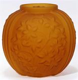 Lot#127, ART DECO AMBER GLASS VASE, H 7", DIA 7"