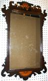Lot#151, CHIPPENDALE STYLE MAHOGANY & FRUITWOOD INLAID MIRROR, H 36", W 21"