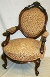 Lot#152, VICTORIAN MAHOGANY & UPHOLSTERED ARM CHAIR, C. 1870, H 38", W 25"