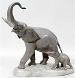 Lot#189, LLADRO PORCELAIN ELEPHANT FIGURINE, H 12", L 10"