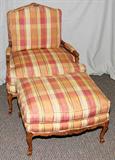 Lot#235, BAKER UPHOLSTERED ARM CHAIR & OTTOMAN