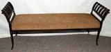 Lot#236, MODERN MAHOGANY & UPHOLSTERED BENCH, H 31", L 72"