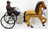 Lot#287, VINTAGE WOOD & METAL HARNESS RACER, H 25", L 42", D 5"