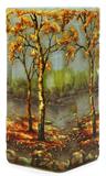 Lot#1007, DAUM NANCY AUTUMN SCENIC GLASS VASE, C. 1895-1920, H 4 3/4", W 2 1/4"