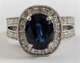 Lot#1033, 18KT GOLD, 3.46CT SAPPHIRE & 2.45CT DIAMOND RING