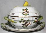 Lot#1058, HEREND 'FRUITS & FLOWERS' PORCELAIN COVERED SERVING BOWL, DIA 9 1/2"