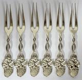 Lot#1066, TIFFANY & CO. 'STRAWBERRY' PATTERN STERLING BERRY FORKS, SIX, L 4 1/2"