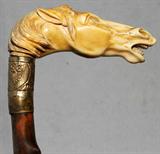 Lot#1078, IVORY HANDLE WALKING STICK, C. 1890, L 33", STALLION HEAD