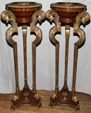 Lot#1083, MAITLAND SMITH ROSEWOOD & GILT WOOD JARDINIÈRES, PAIR, H 50", DIA 19"