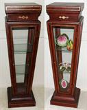 Lot#1084, MAITLAND-SMITH LEATHER-CLAD CURIO PEDESTALS, PAIR, H 48", W 14", D 14"