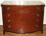 Lot#1087, MAHOGANY CHEST OF DRAWERS WITH MARBLE TOP, H 36", W 48", D 22"