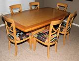 Lot#1091, EXCELSIOR DESIGNS BURL MAPLE DINING TABLE, SET OF (6) CHAIRS & A SIDEBOARD