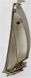 Lot#1112, PLATINUM & 18KT GOLD SAILBOAT BROOCH WITH DIAMONDS, L 2"