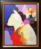 Lot#1141, ITZCHAK TARKAY (1935-), ACRYLIC ON SERIGRAPH, 39" X 27", SEATED WOMAN AND FLOWER VASE