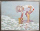Lot#1138, HARRY BROWN, [?] OIL PAINTING, 28" X 36", CHILD WITH SAND PAIL ON A BEACH