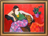 Lot#1140, ITZCHAK TARKAY (1935-), ACRYLIC ON SERIGRAPH, 1997, 31 1/2" X 41 3/8", 'MODEL POSING'