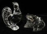 Lot#1392, BACCARAT CRYSTAL ROOSTER & FROG, 3" & 4 3/4"
