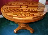 Lot#1426, INLAID OAK ROUND GAMES/OCCASIONAL TABLE, H 30", DIA 48"