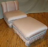 Lot#1486, PINK UPHOLSTERED LOUNGE CHAIR & OTTOMAN
