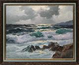 Lot#2014, ALEXANDER DZIGURSKI (AMERICAN/YUGOSLAVIAN 1911-1995), OIL ON CANVAS, 15" X 19", ROUGH SEAS