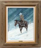 Lot#2013, MERRILL SIPHERD, MODERN OIL ON MASONITE, 20" X 16", "FOLLOWING THE FENCE LINE"