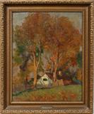 Lot#2016, IRVING REUBEN BACON (AMERICAN 1875-1962), OIL ON CANVAS, 1908, 20" X 16", "GERMAN PEASANT HOUSE"