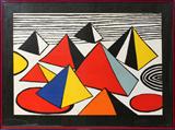 Lot#2030, ALEXANDER CALDER [AMERICAN 1898-1976], COLOR LITHOGRAPH, 29" X 43", "PYRAMIDS II"