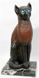 Lot#2040, ATTRIBUTED TO ERNEST W. SCANES, CARVED WOOD SCULPTURE, 17" X 9" X 8", SEATED CAT