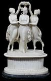 Lot#2041,CARVED ALABASTER 'THREE GRACES' SCULPTURE, MOUNTED AS A LAMP, H 18", L 11"