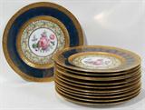 Lot#2077, HUTSCHENREUTHER FIRED GOLD & DECORATED PORCELAIN PLATES, C. 1930, TWELVE, DIA 10 5/8"