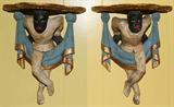 Lot#2083, CONTINENTAL CARVED & PAINTED BLACKAMOOR WALL BRACKETS, PAIR, H 16", W 13"