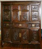 Lot#2171, CHINESE CARVED WOOD CABINET, H 71", W 61", D 22"
