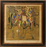 Lot#2253, TADASHI NAKAYAMA (JAPANESE B. 1937), WOODCUT, 1967, 26" X 25", ABSTRACT HORSE