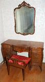 Lot#2281, SATINWOOD & INLAY DRESSING TABLE WITH CHAIR AND MIRROR, C. 1925