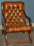 Lot#2298, MAHOGANY & LEATHER SLEEPY HOLLOW CHAIR, H 30"