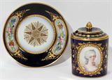 Lot#5, FRENCH PORCELAIN CHOCOLATE CUP & SAUCER, 19TH CENTURY, H 4 1/2", DIA 5"