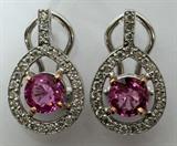 Lot#65, 18KT WHITE GOLD, 2.40CT PINK SAPPHIRE & .60CT DIAMOND CLIP EARRINGS, L 3/4"