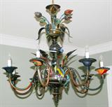 Lot#81, MURANO GLASS EIGHT-LIGHT CHANDELIER, H 36", DIA 38"