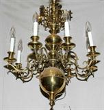 Lot#80, BRASS EIGHT LIGHT CHANDELIER, H 41", DIA 21"