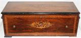 Lot#95, SWISS INLAID ROSEWOOD MUSIC BOX, H 10", L 28", D 13"